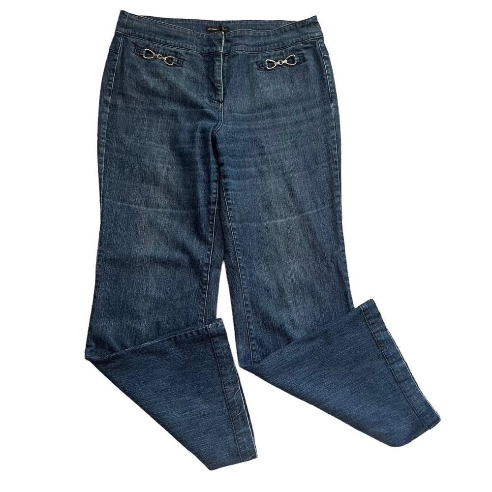 New York & Company Womens Denim Jeans Dark Wash Bootcut Stretch Size 14
